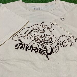 Vintage 2004 HURLEY Japan Tattoo Art T-shirt Flocked Graphic Size Medium